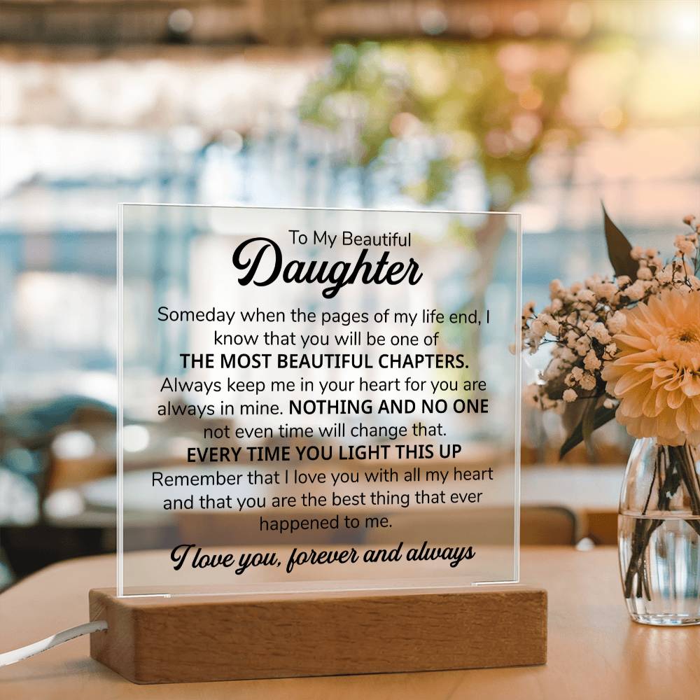 To My Daughter Chapters Square Plaque