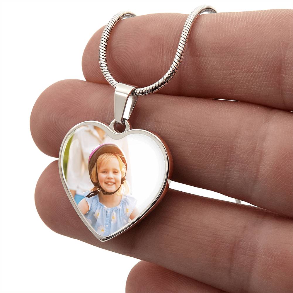 Personalized Photo Heart Necklace with Optional Engraving
