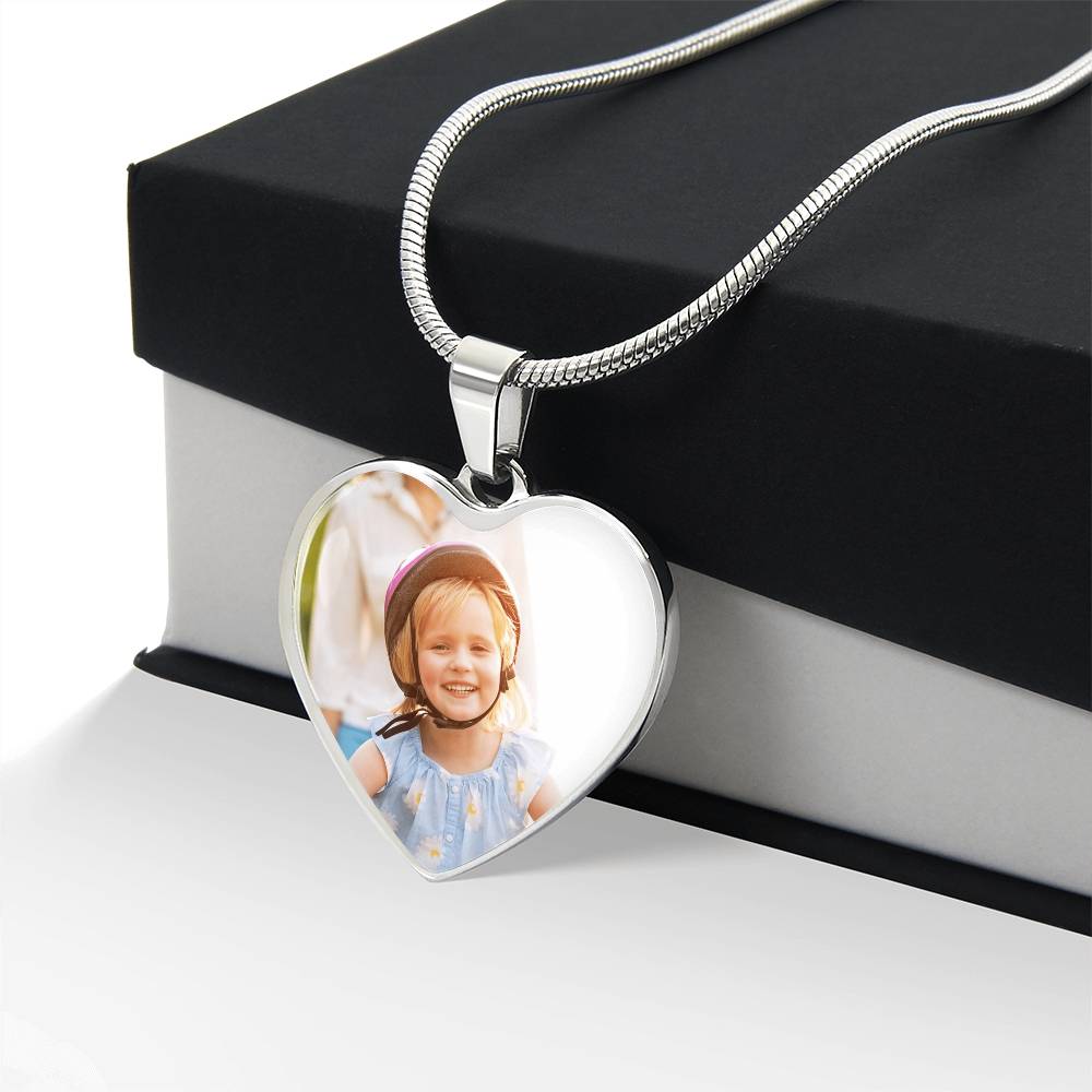 Personalized Photo Heart Necklace with Optional Engraving