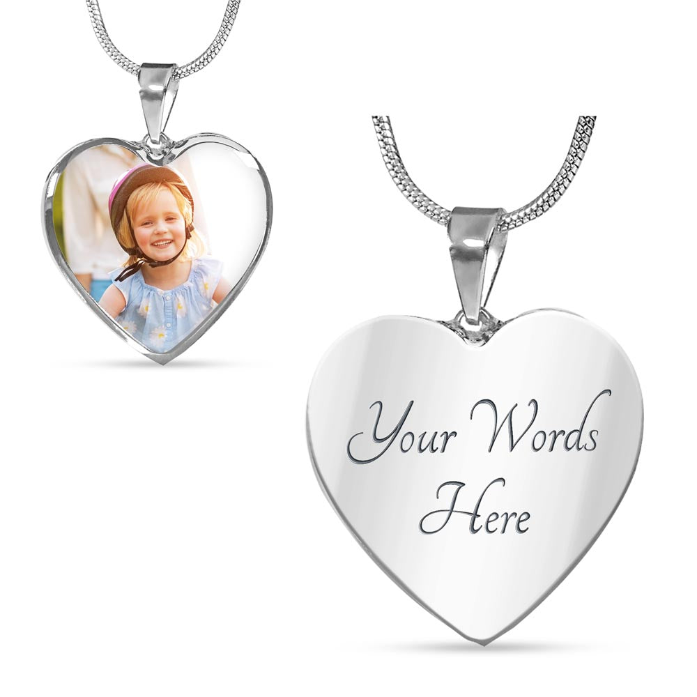 Personalized Photo Heart Necklace with Optional Engraving