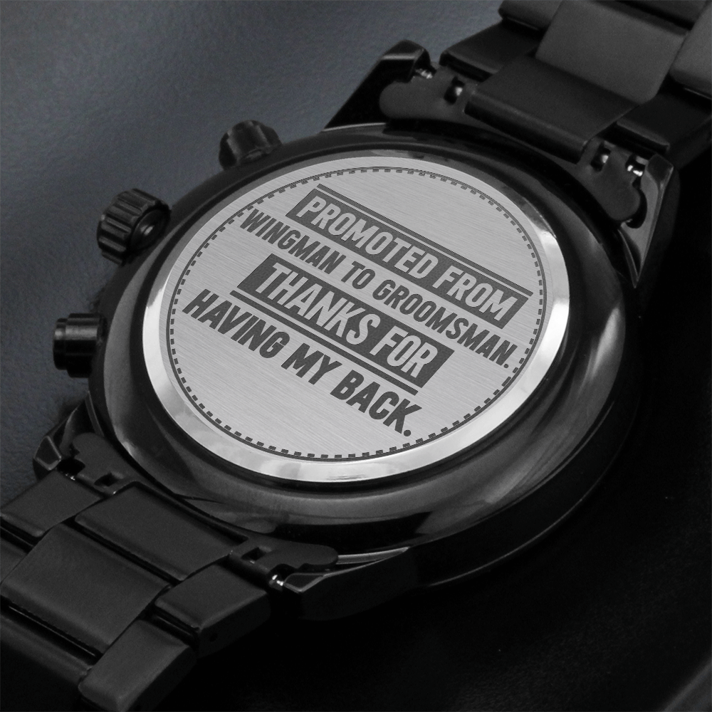 Men's Engraved Chronograph Watch – Groomsman Gift, Stainless Steel Copper Dial, Water-Resistant Quartz Watch