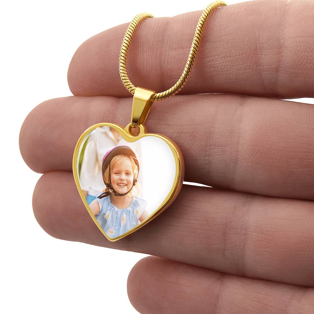 Personalized Photo Heart Necklace with Optional Engraving