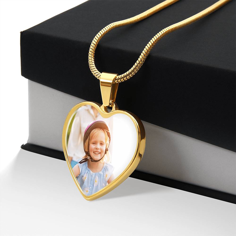 Personalized Photo Heart Necklace with Optional Engraving