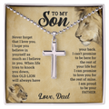 Cross Necklace for Son – Polished Stainless Steel Pendant with Ball Chain, Faith Gift Set