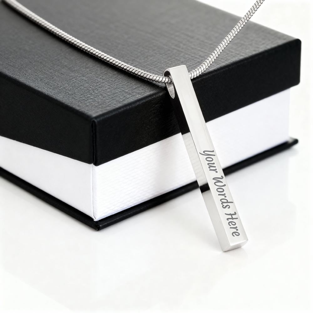Personalized 4-Sided Engraved Stick Necklace