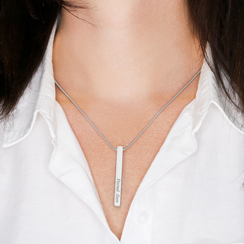 Personalized 4-Sided Engraved Stick Necklace
