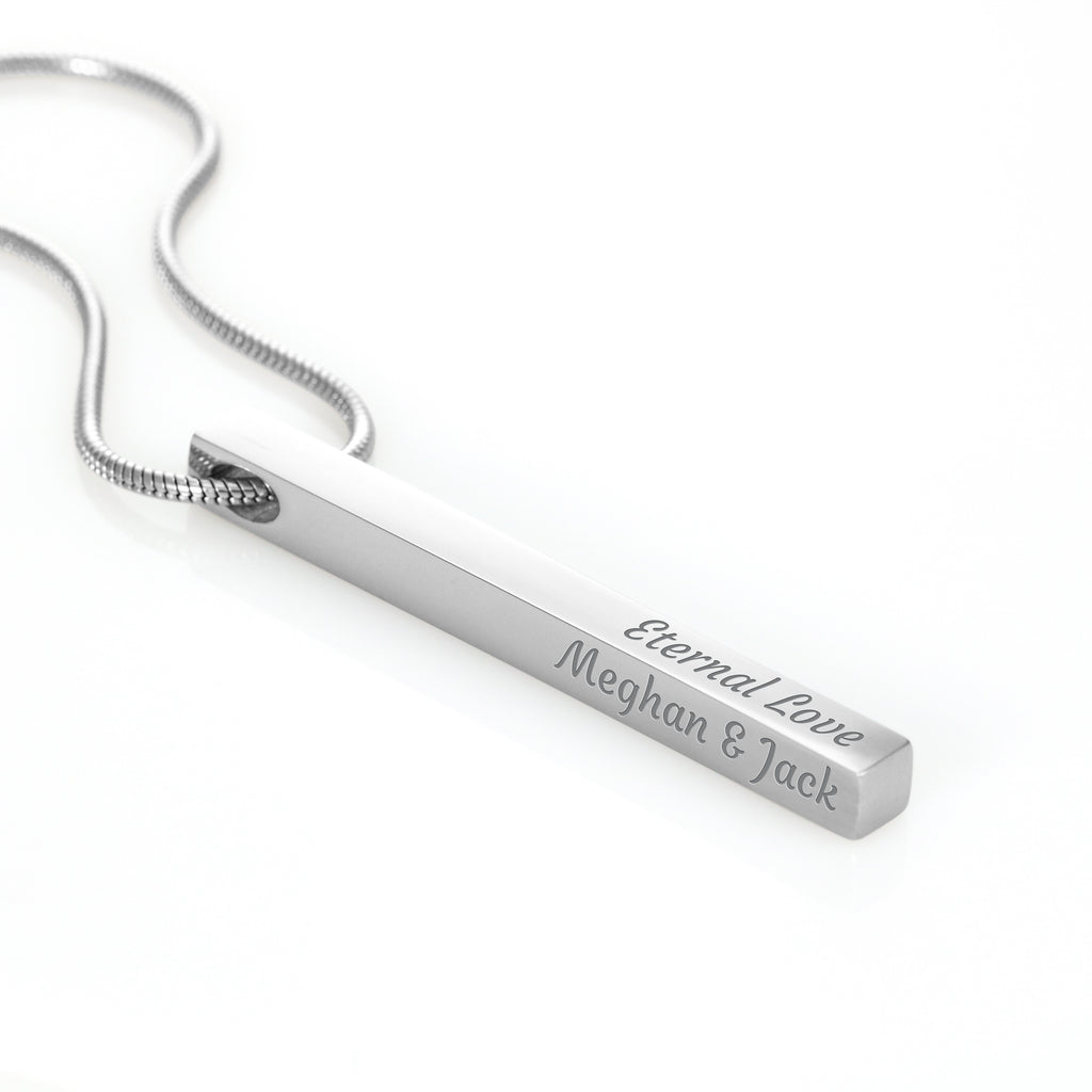 Personalized 4-Sided Engraved Stick Necklace