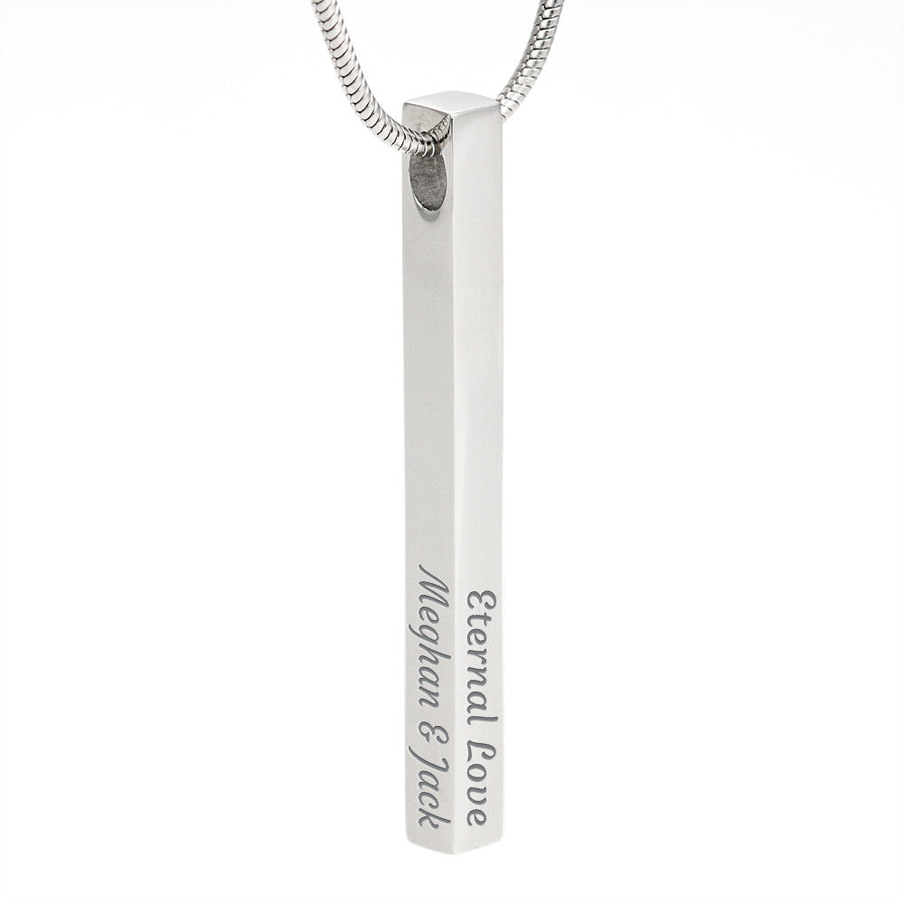 Personalized 4-Sided Engraved Stick Necklace
