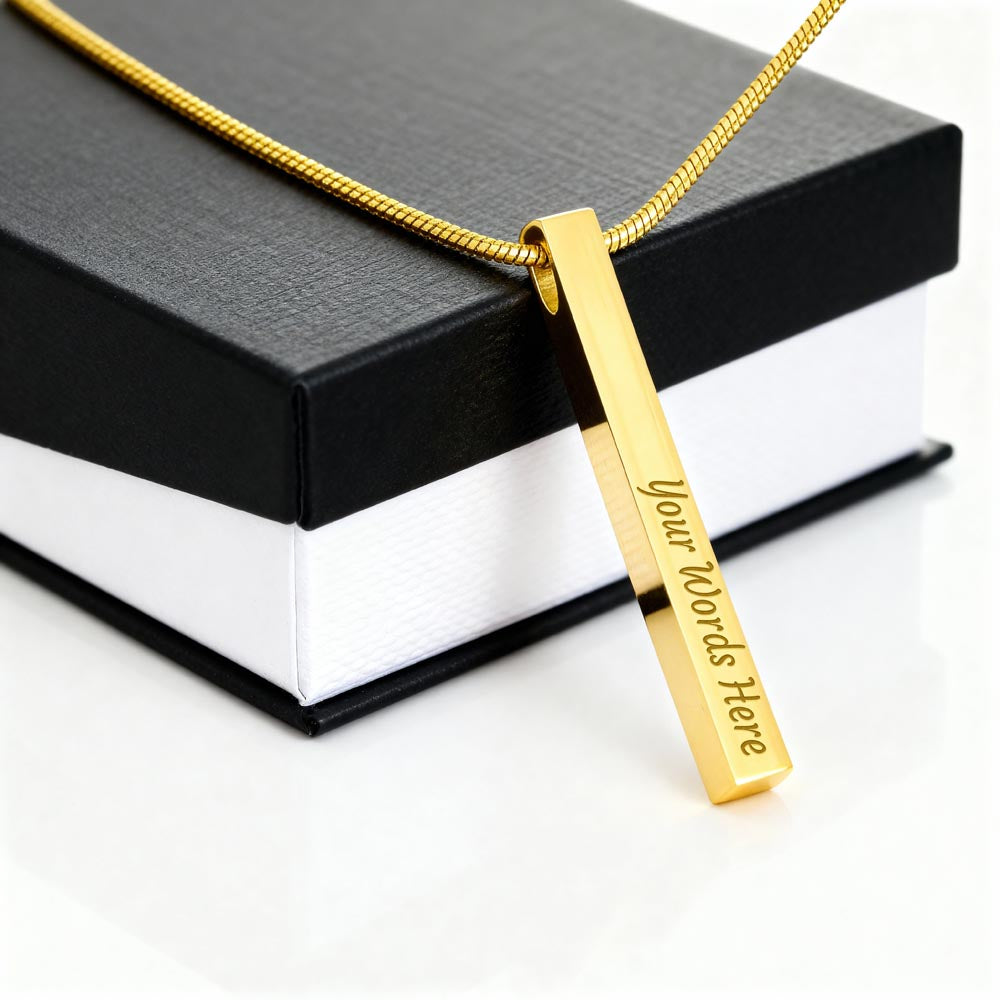 Personalized 4-Sided Engraved Stick Necklace