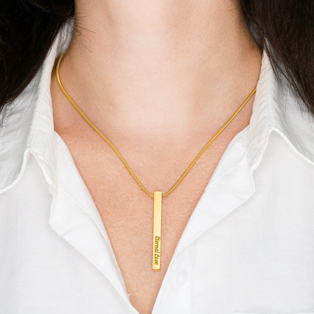 Personalized 4-Sided Engraved Stick Necklace