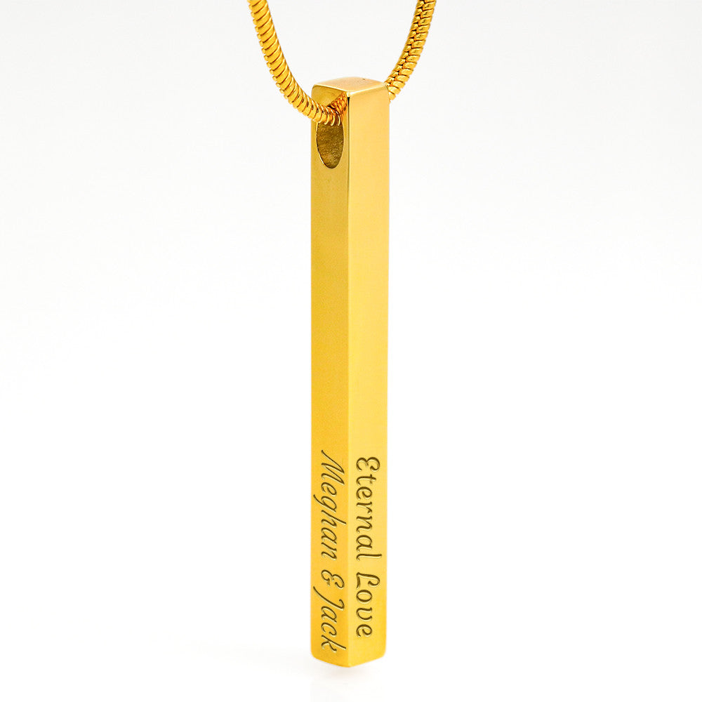 Personalized 4-Sided Engraved Stick Necklace