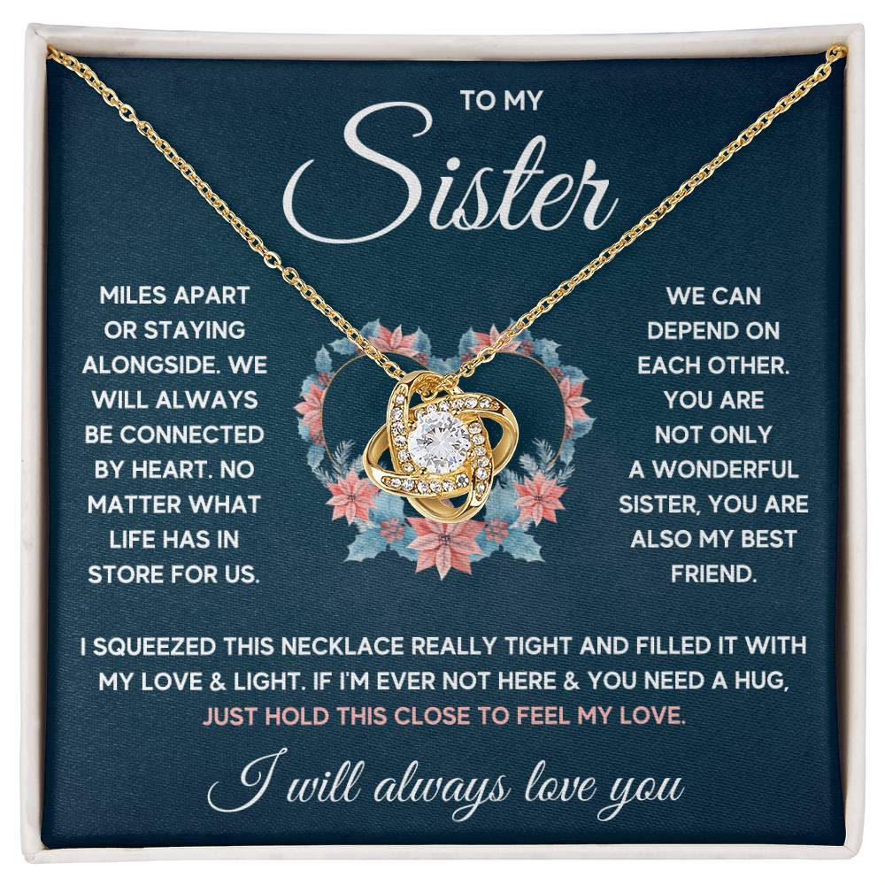 To My Sister Squeezed Love Knot Necklace Gift Set