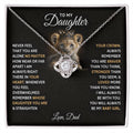 Love Knot Necklace for Daughter – 'Always My Baby Girl' CZ Pendant, 14K White or 18K Yellow Gold Keepsake Gift