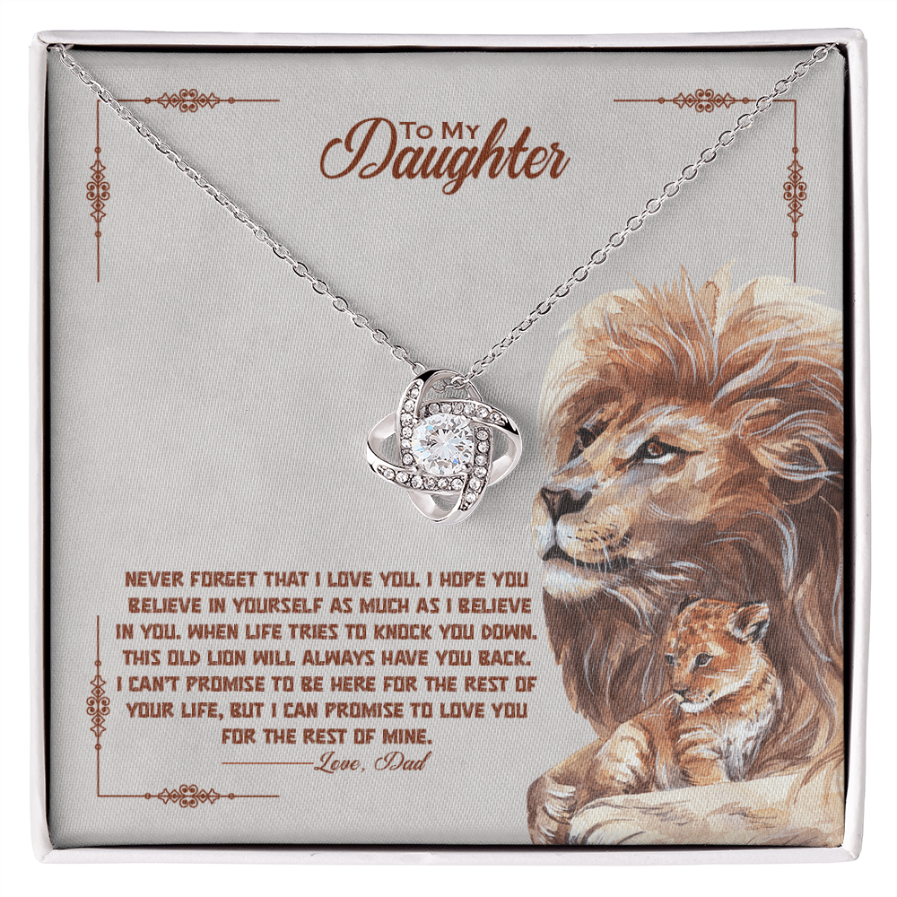 Love Knot Necklace for Daughter – Cubic Zirconia Pendant, 14K White or 18K Yellow Gold, Adjustable Chain Gift Set