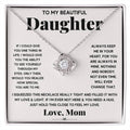 Love Knot Necklace for Daughter – 'Hold This Close' CZ Pendant, 14K White or 18K Yellow Gold Gift