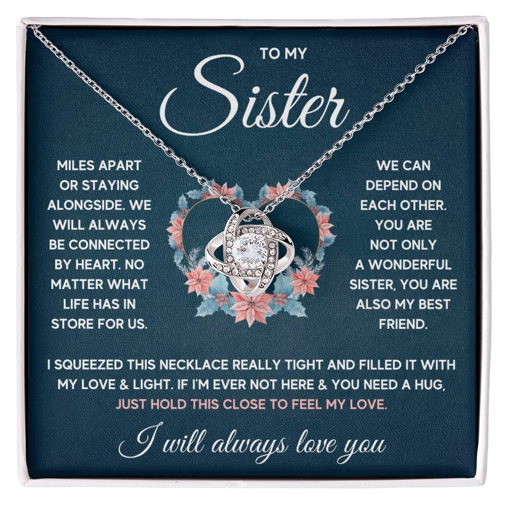 To My Sister Squeezed Love Knot Necklace Gift Set