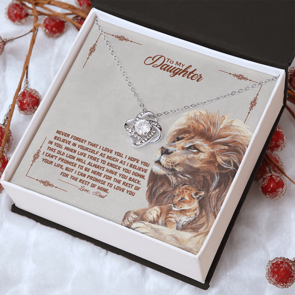Love Knot Necklace for Daughter – Cubic Zirconia Pendant, 14K White or 18K Yellow Gold, Adjustable Chain Gift Set