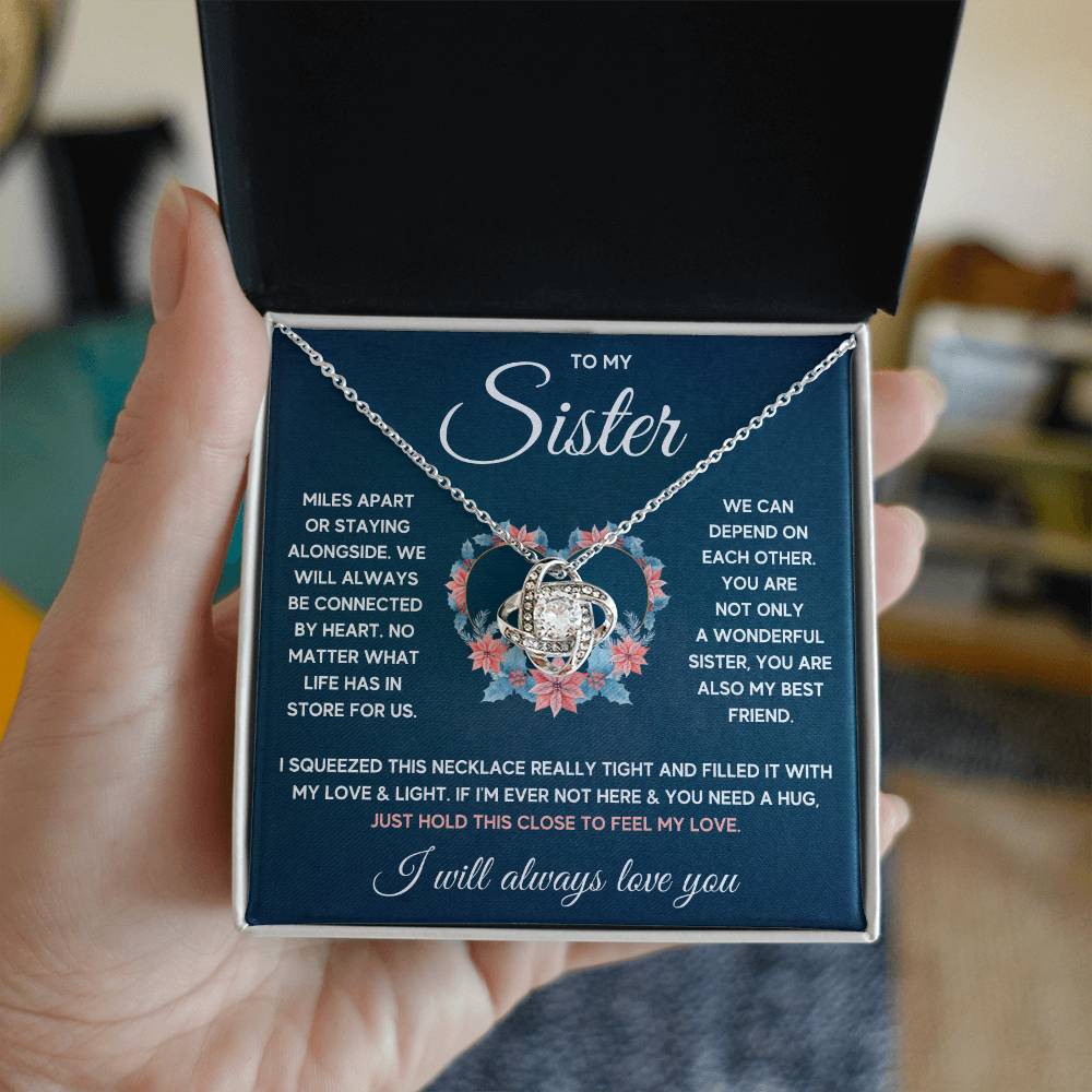 To My Sister Squeezed Love Knot Necklace Gift Set