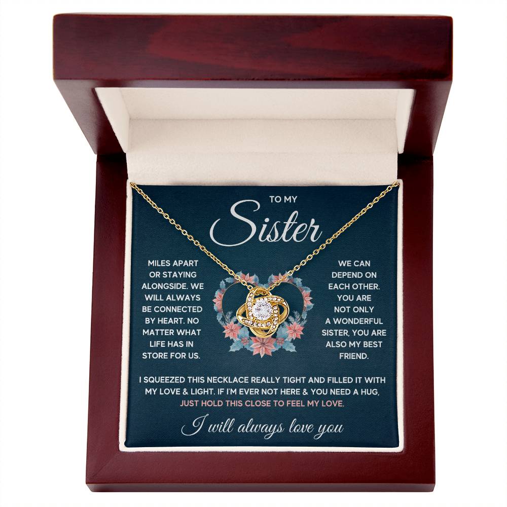 To My Sister Squeezed Love Knot Necklace Gift Set