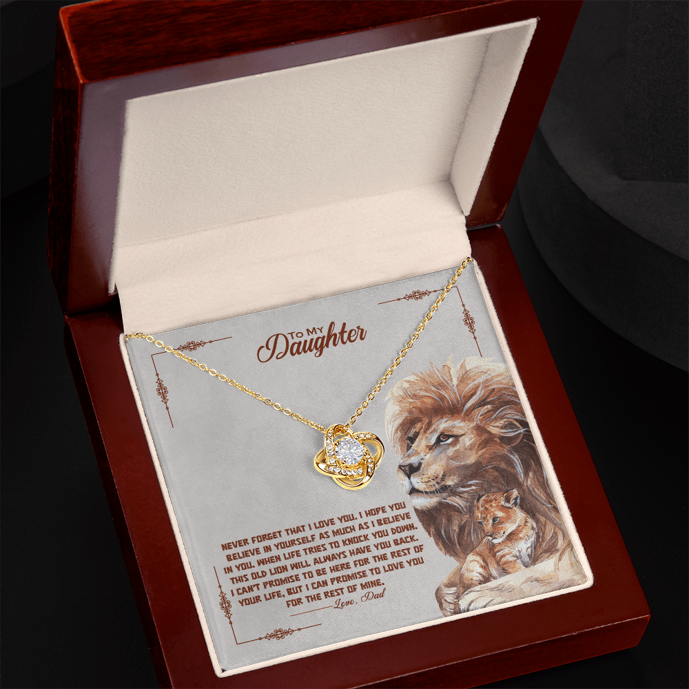 Love Knot Necklace for Daughter – Cubic Zirconia Pendant, 14K White or 18K Yellow Gold, Adjustable Chain Gift Set