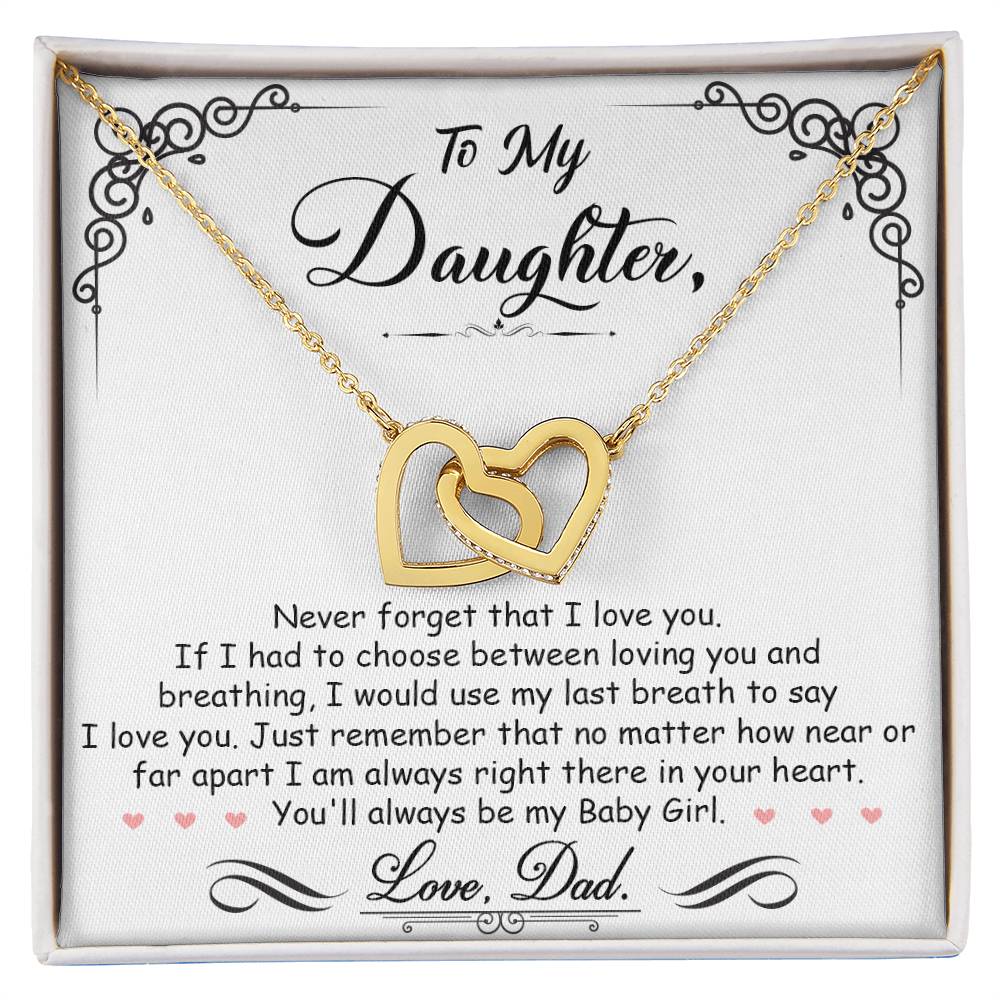 To My Baby Girl - Interlocking Heart Necklace