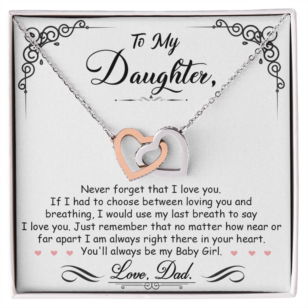 To My Baby Girl - Interlocking Heart Necklace