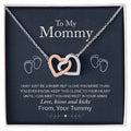 Interlocking Heart Necklace for New Mom – CZ Pendant Baby Shower Gift, Rose Gold or Yellow Gold