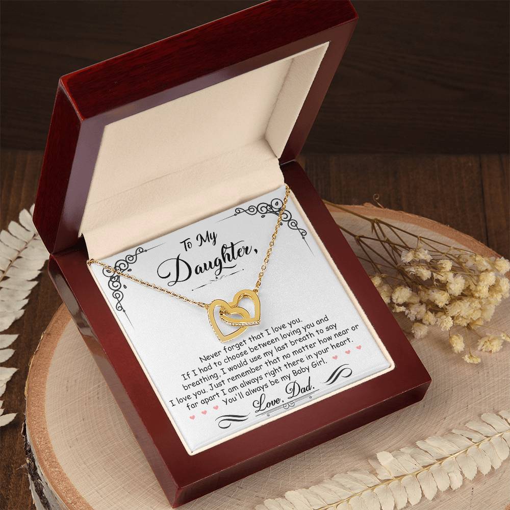 To My Baby Girl - Interlocking Heart Necklace