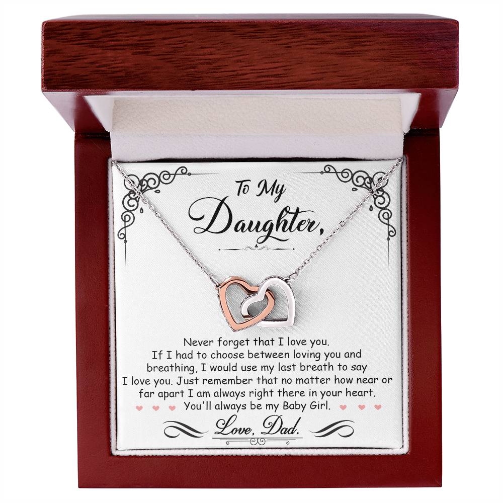 To My Baby Girl - Interlocking Heart Necklace