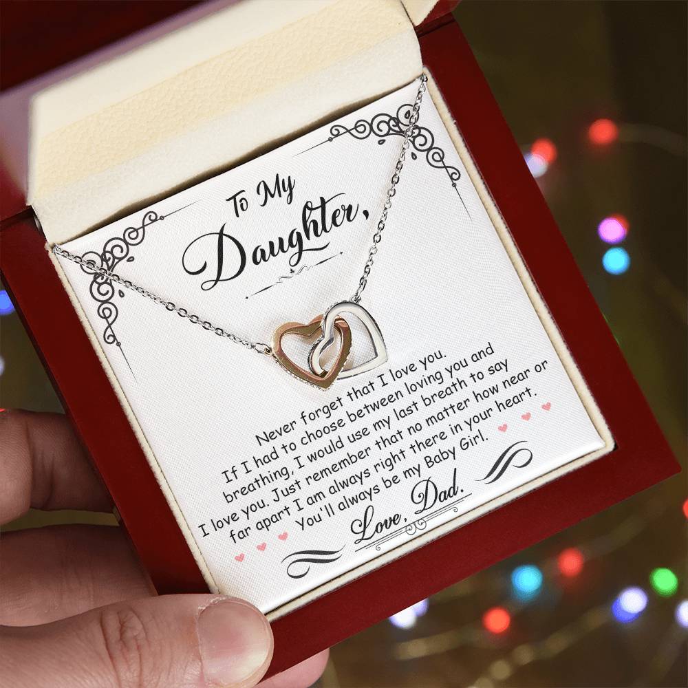 To My Baby Girl - Interlocking Heart Necklace