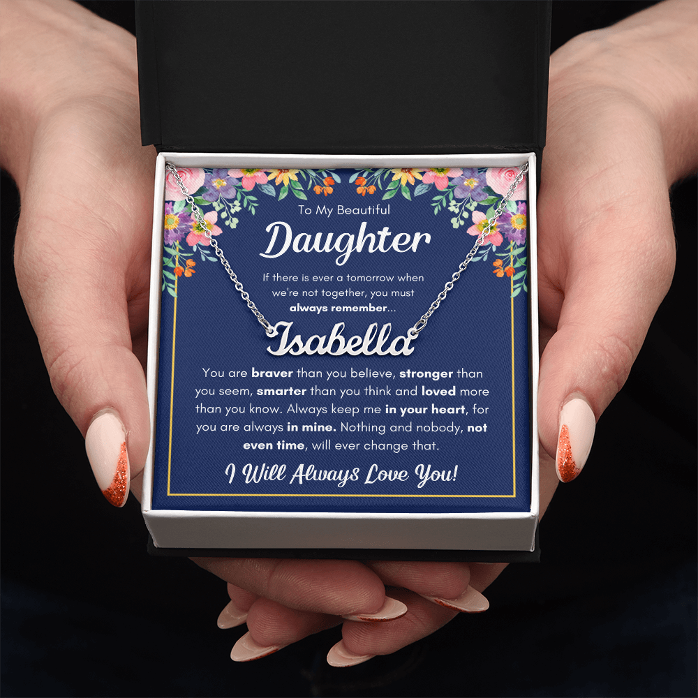 To My Daughter Braver Name Necklace Gift Set
