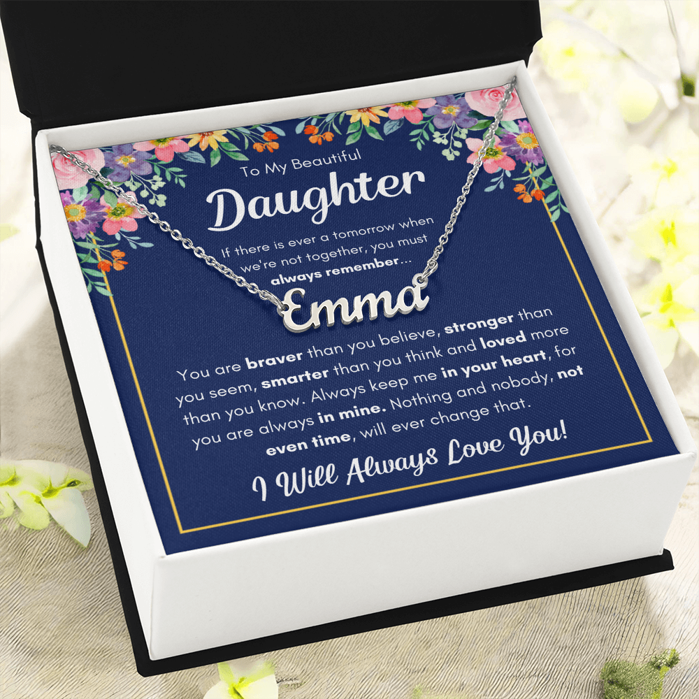 To My Daughter Braver Name Necklace Gift Set