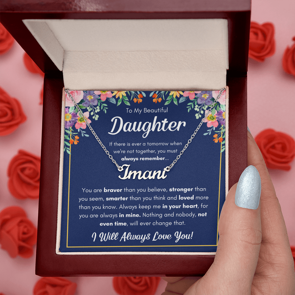 To My Daughter Braver Name Necklace Gift Set