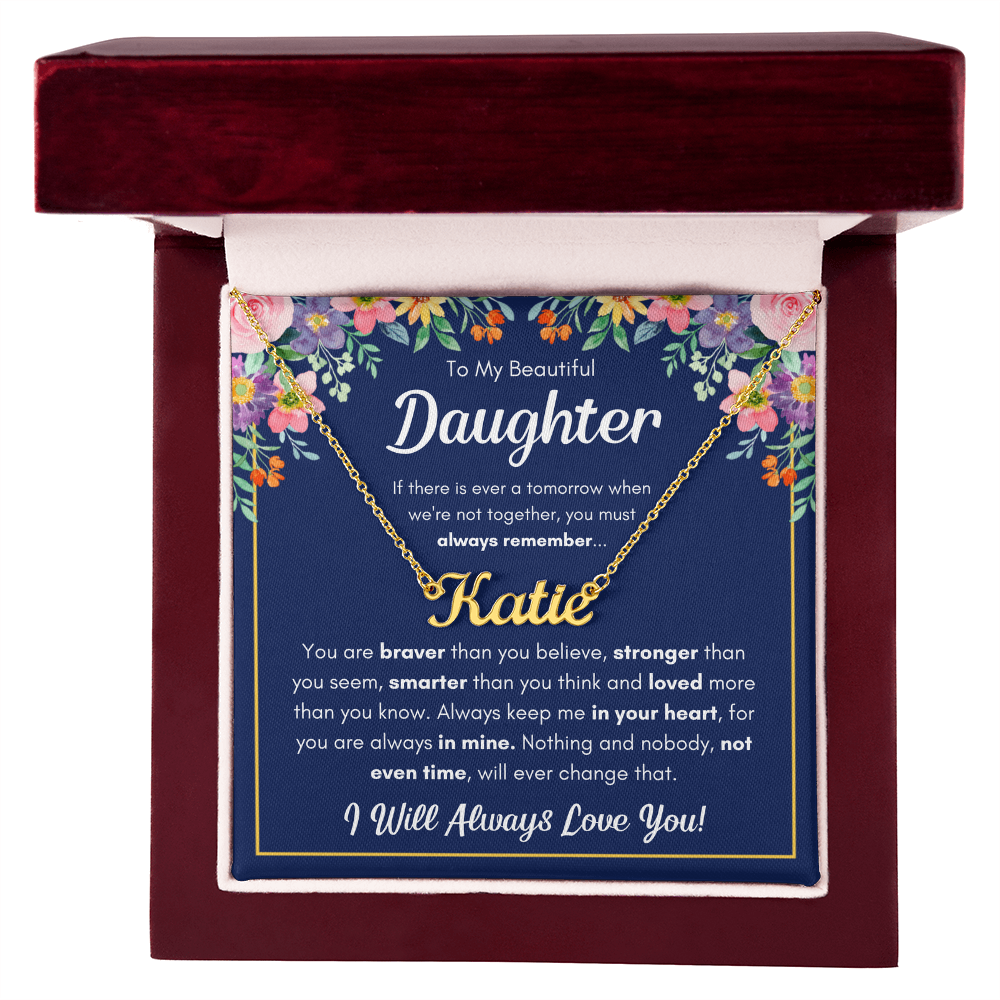 To My Daughter Braver Name Necklace Gift Set