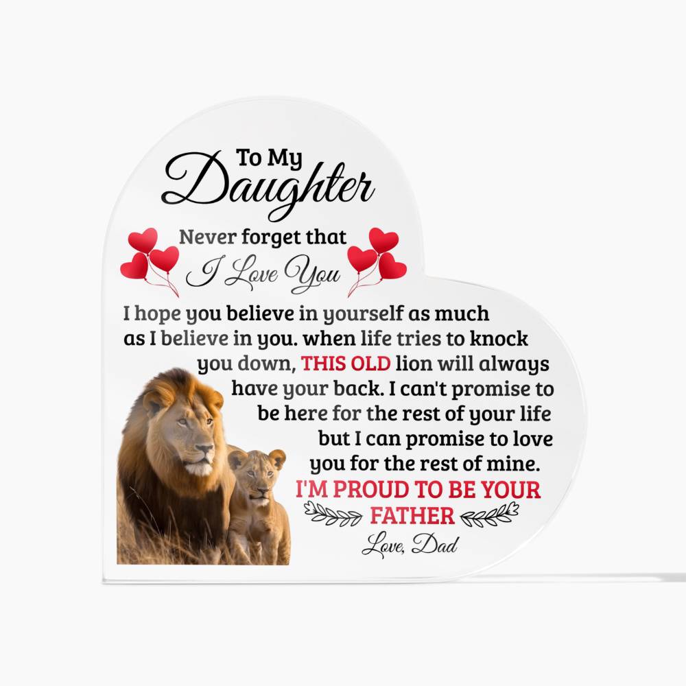 To My Daughter Old Lion Heart Acrylic Plaque