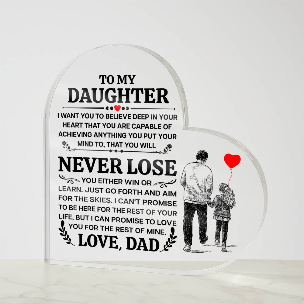 To My Daughter Promise Heart Acrylic Plaque