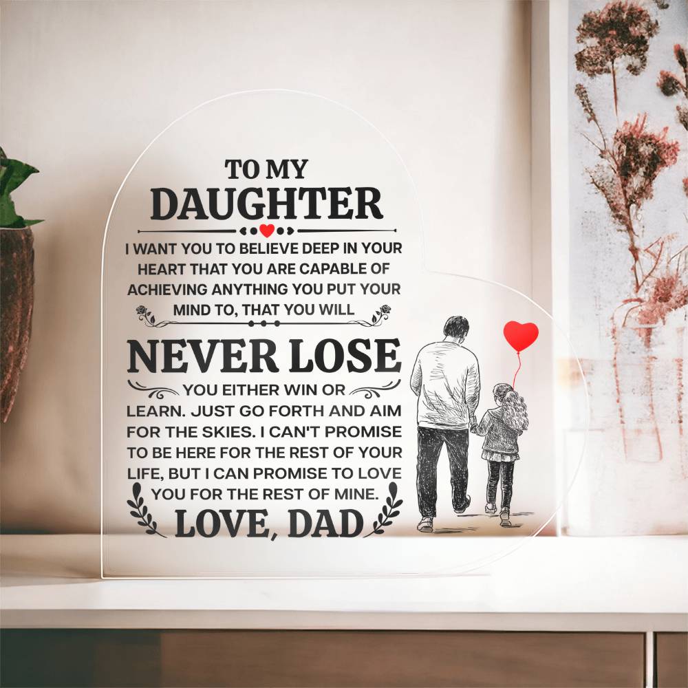 To My Daughter Promise Heart Acrylic Plaque
