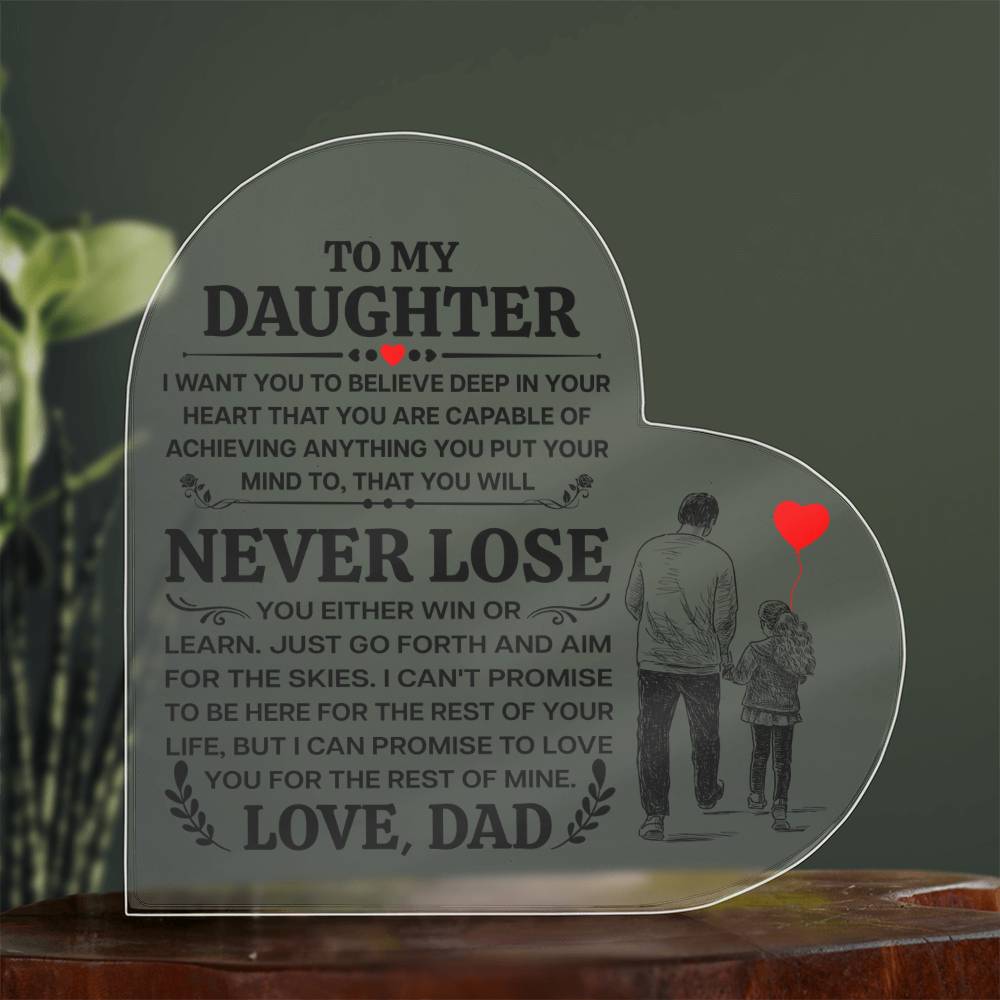 To My Daughter Promise Heart Acrylic Plaque