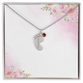 Custom Baby Feet Necklace with Birthstone & Engraving – Personalized Mom Gift