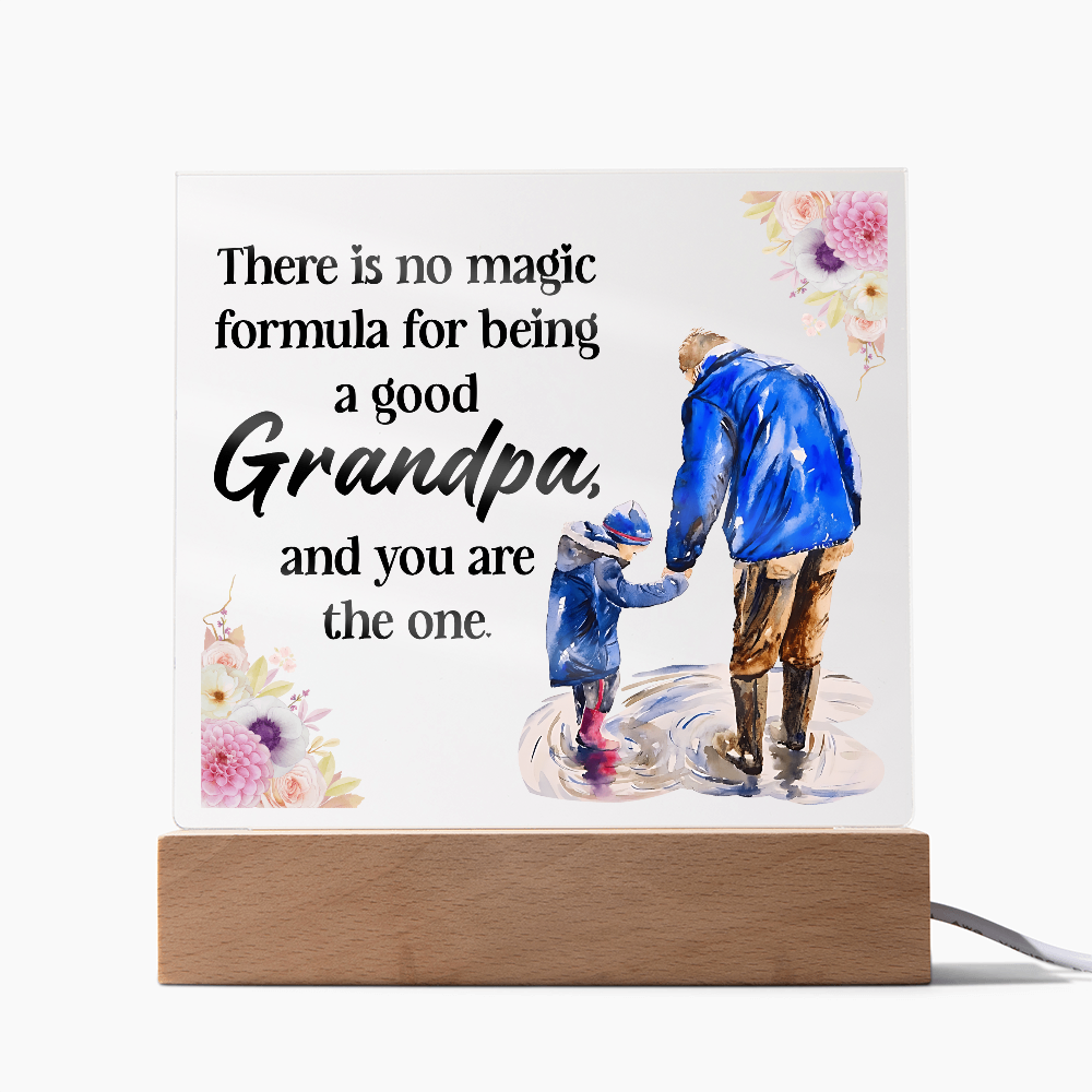 Square Acrylic Keepsake Plaque for Grandpa with LED Base