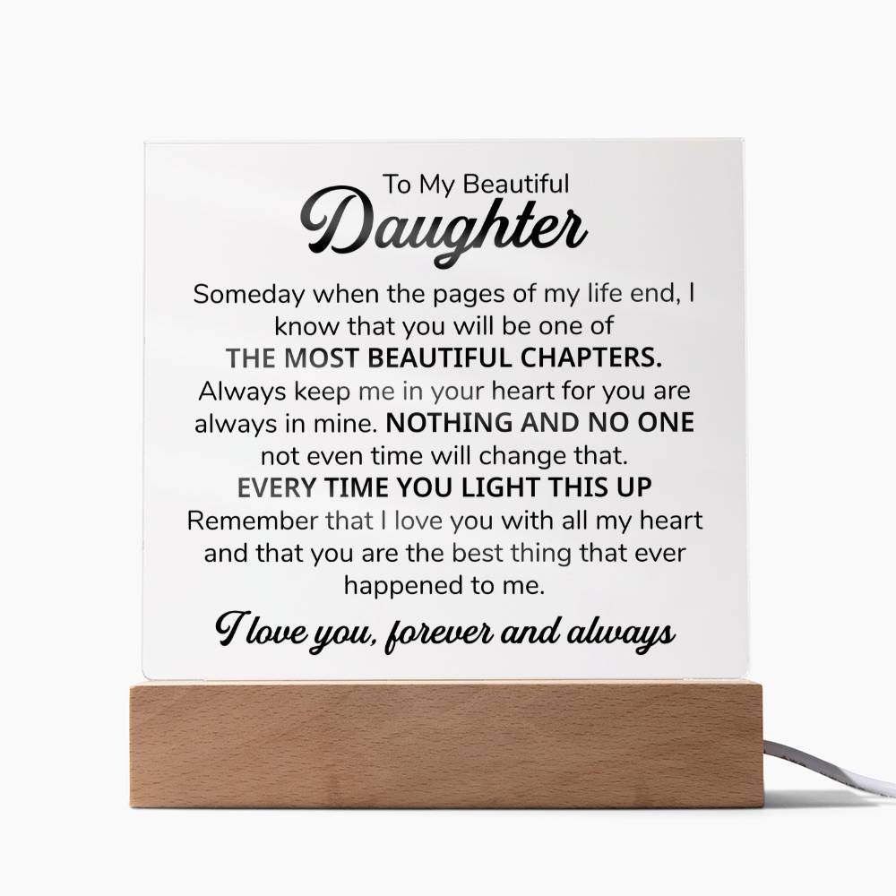 To My Daughter Chapters Square Plaque