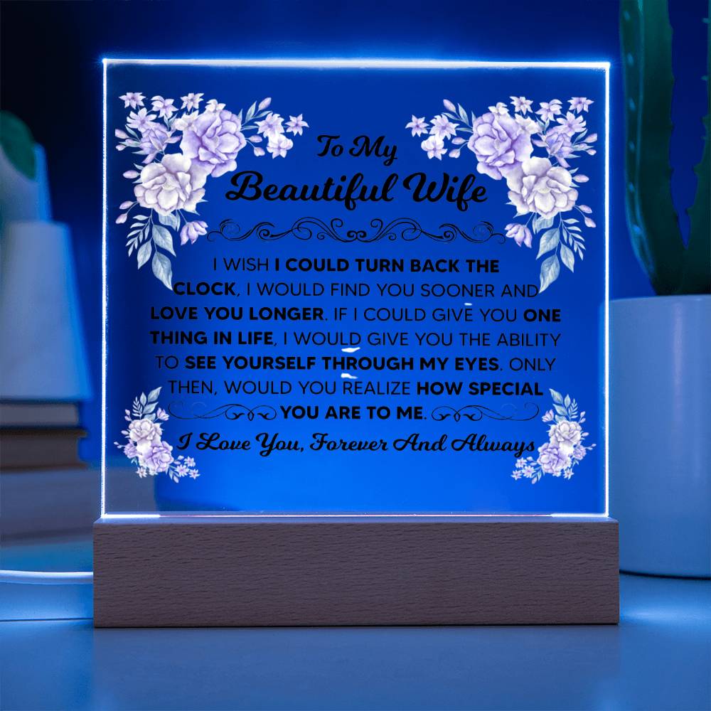 To My Beautiful Wife Square Acrylic Plaque