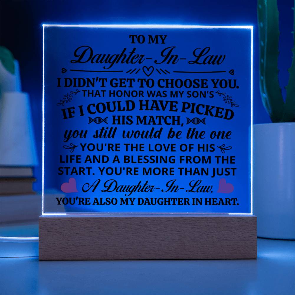 To My Daughter-in-Law Honor Square Acrylic Plaque