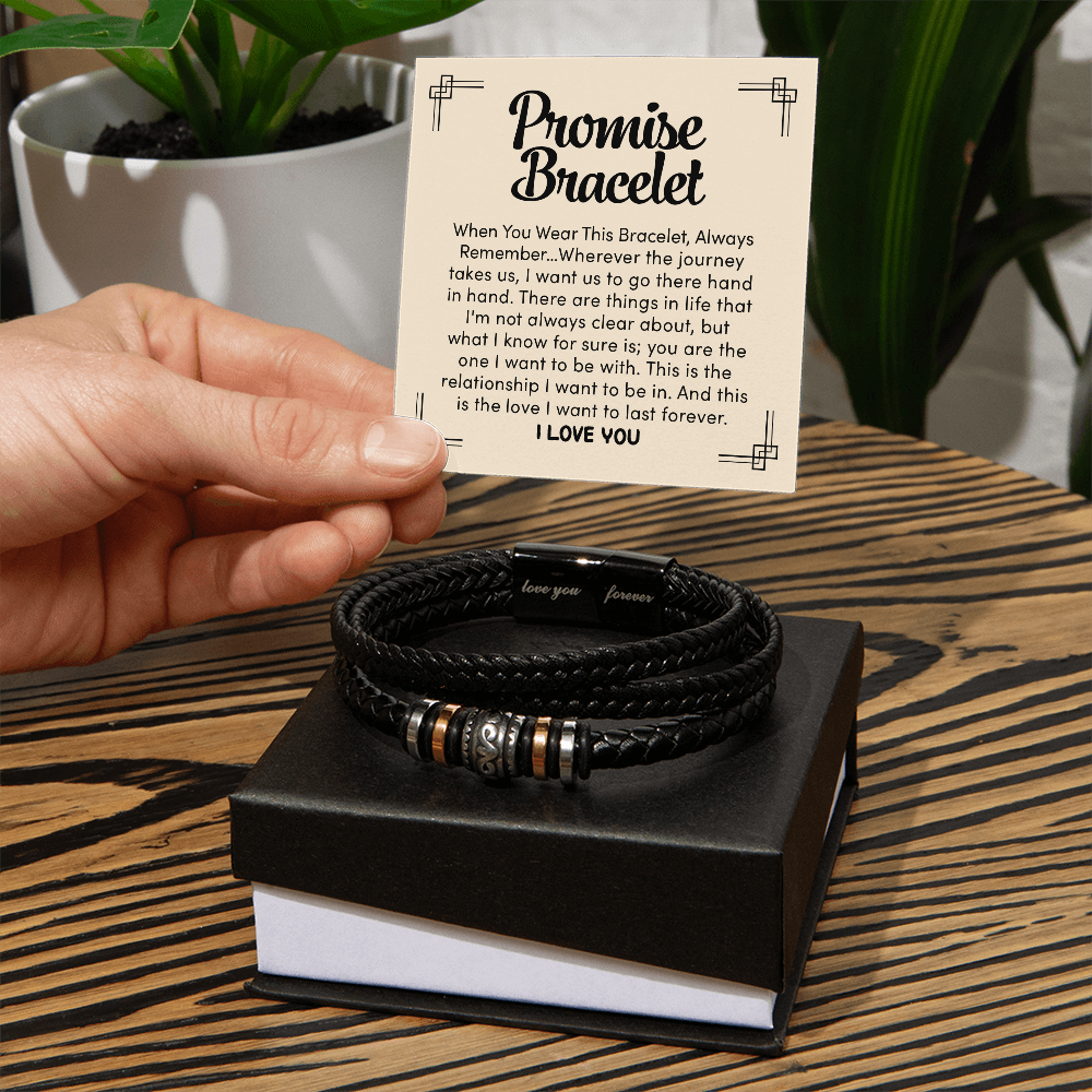 Men's Engraved 'Love You Forever' Bracelet – Braided Vegan Leather & Stainless Steel Magnetic Clasp Gift