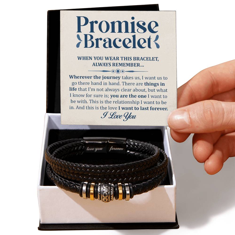 Men's Engraved 'You Are The One' Promise Bracelet – Braided Vegan Leather & Stainless Steel Magnetic Clasp Husband Gift