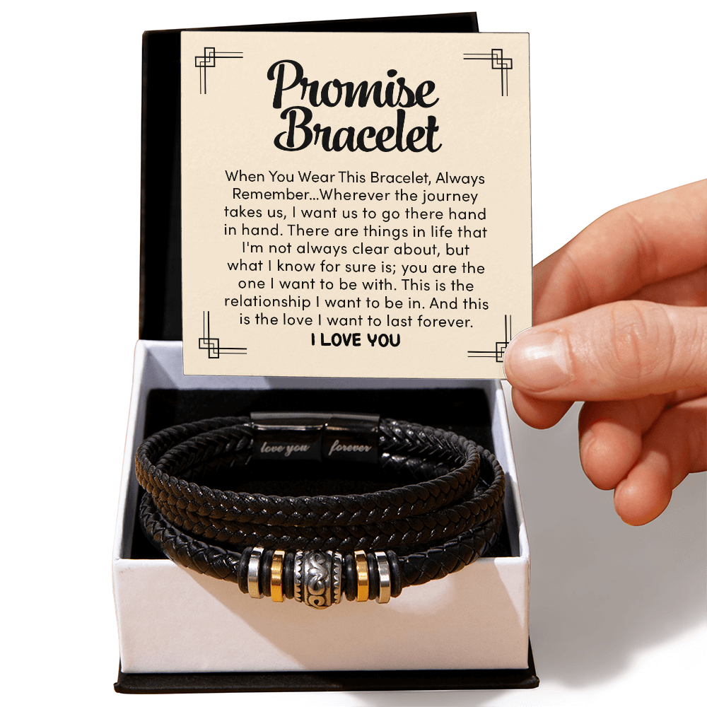 Men's Engraved 'Love You Forever' Bracelet – Braided Vegan Leather & Stainless Steel Magnetic Clasp Gift