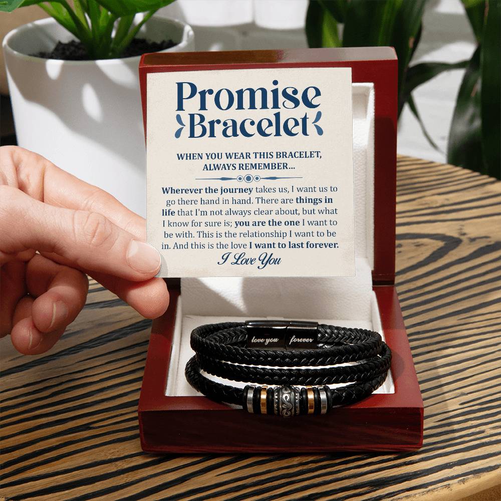 Men's Engraved 'You Are The One' Promise Bracelet – Braided Vegan Leather & Stainless Steel Magnetic Clasp Husband Gift