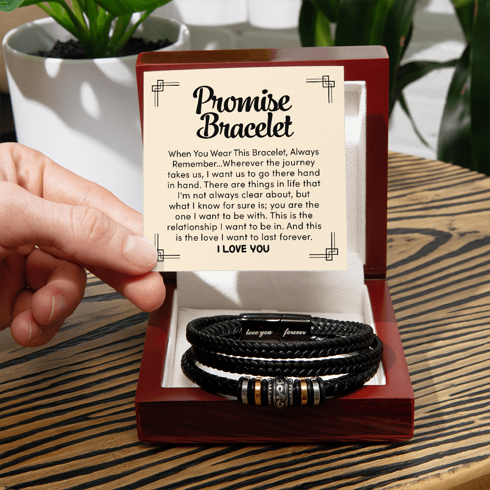 Men's Engraved 'Love You Forever' Bracelet – Braided Vegan Leather & Stainless Steel Magnetic Clasp Gift