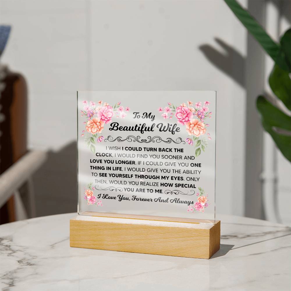 To My Beautiful Wife Square Acrylic Plaque