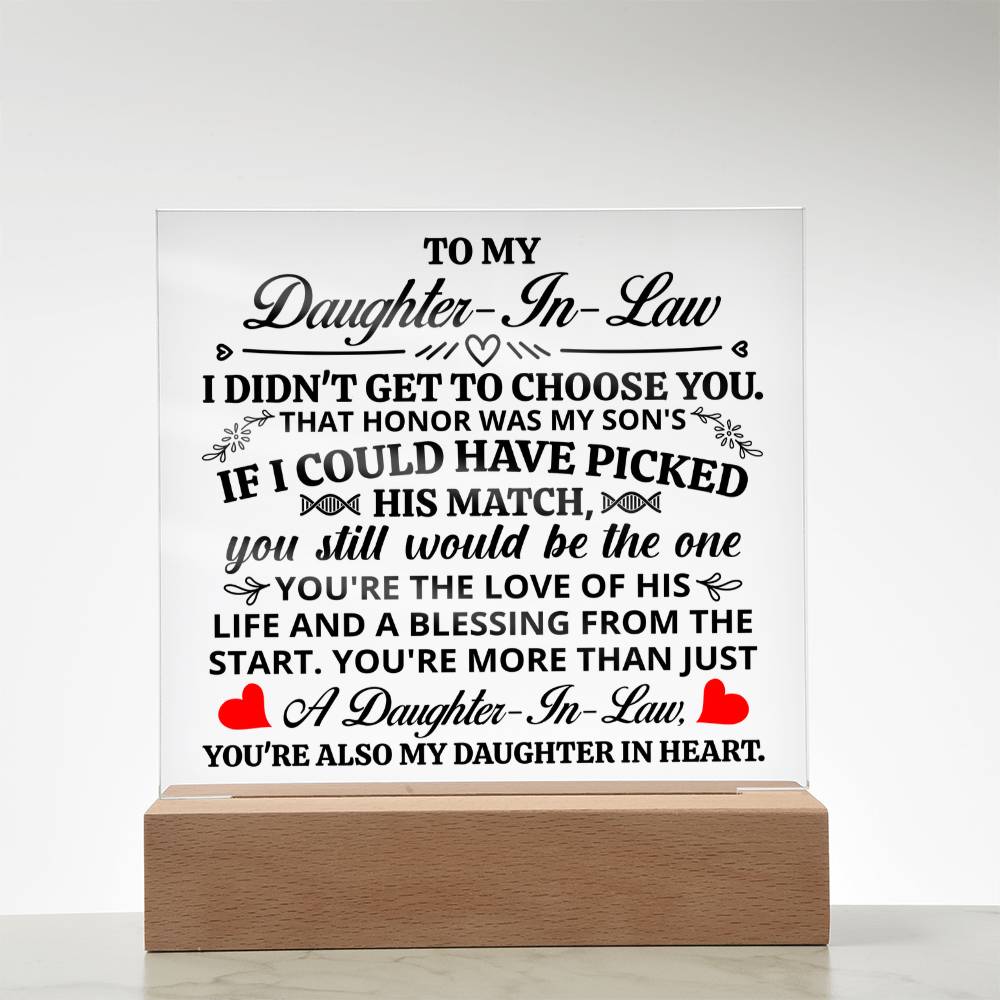 To My Daughter-in-Law Honor Square Acrylic Plaque